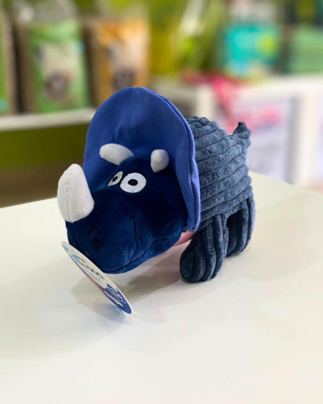 Dinossauro de Peluche Triceratops Azul – Duvo+