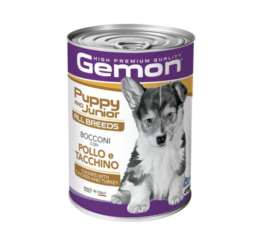 Gemon Cão Ração Húmida Puppy &Junior – Pedaços de Frango e Perú 415g